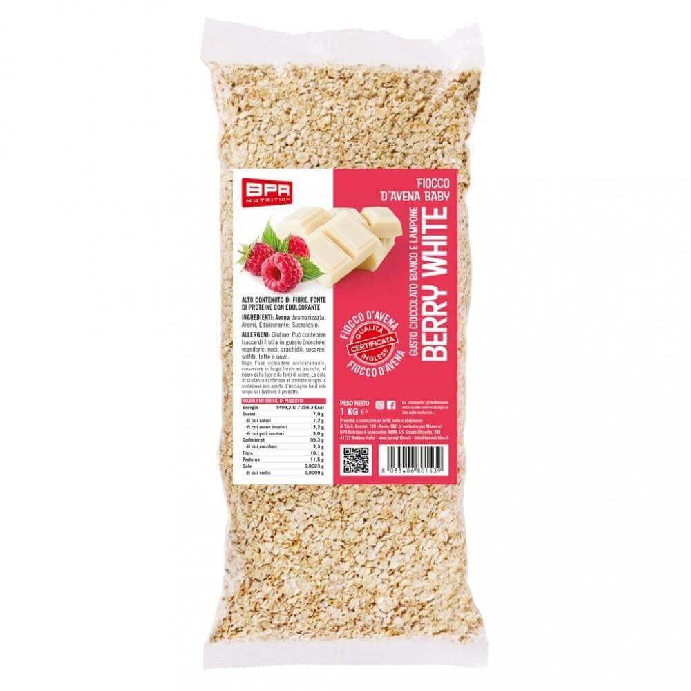 RIV - FIOCCHI D'AVENA AROMATIZZATI 15 Gusti diversi a scelta 1 Kg Berry White (Cioccolato Bianco e Lampone) - Push More Fiocchi d' avena aromatizzata Bpr Nutrition