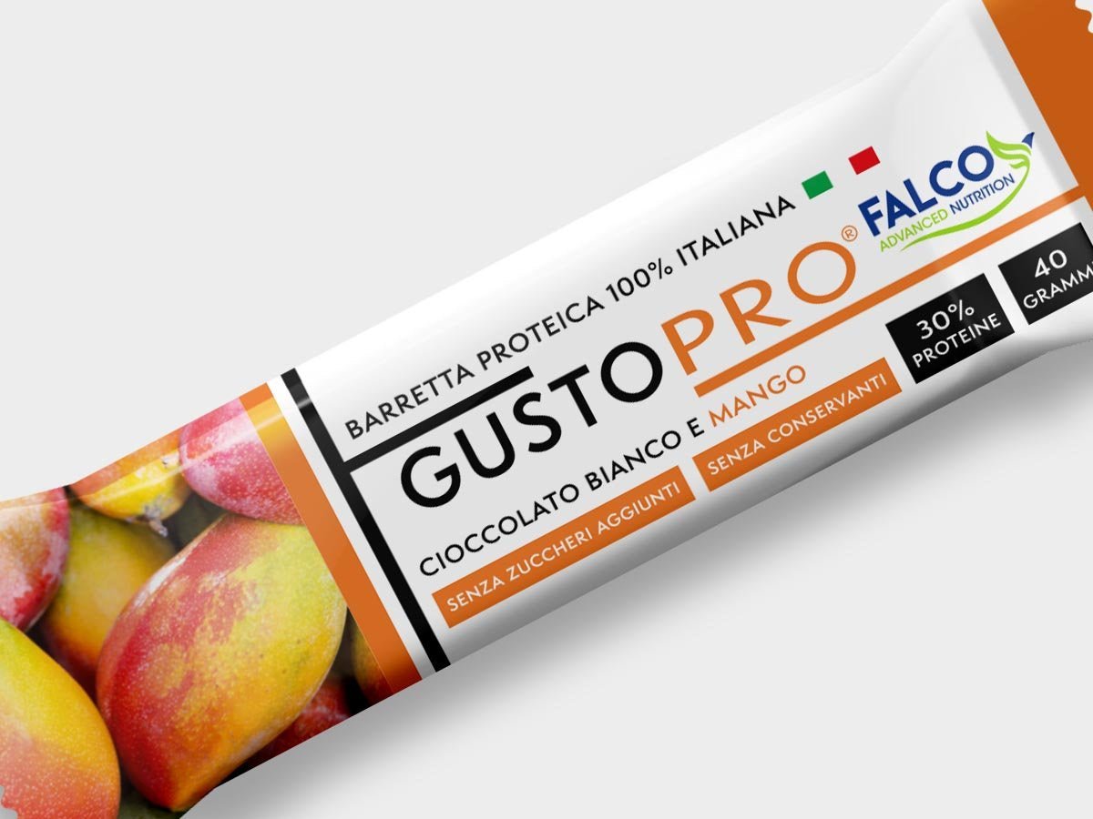 GustoPro - Barretta proteica senza zuccheri 1 barretta (40 g) Mango - Push More Barretta proteica Push More