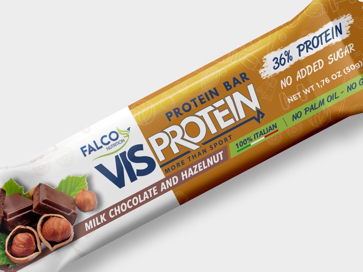 Vis Protein - Barretta proteica 1 barretta (50 g) Cioccolato al latte e nocciola - Push More Barretta proteica Falco Food