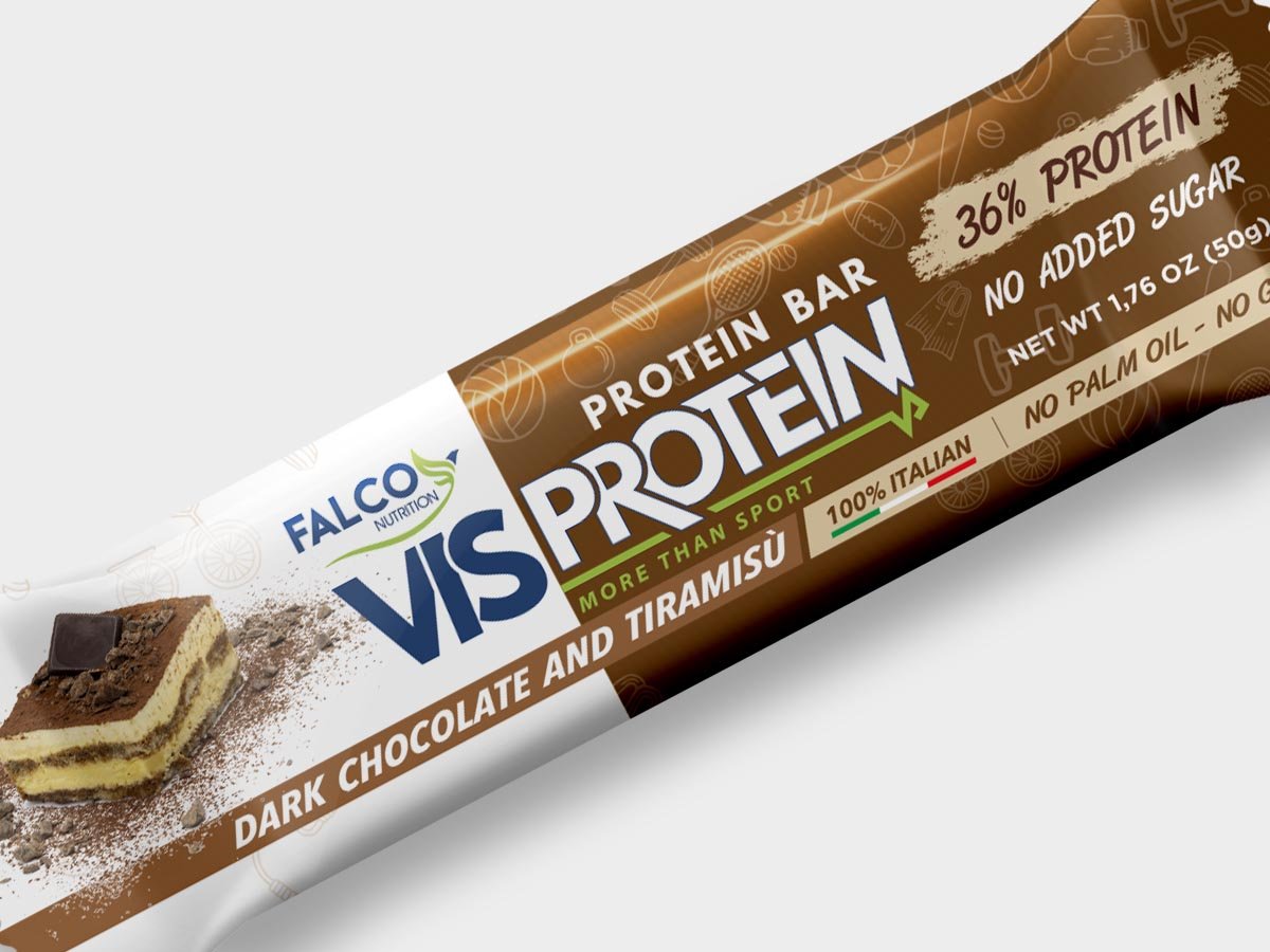 Vis Protein - Barretta proteica 1 barretta (50 g) Cioccolato fondente e tiramisù - Push More Barretta proteica Falco Food